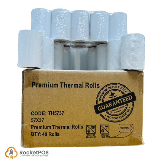 Box of 40 Coreless 57x38mm Thermal Paper Rolls for EFTPOS Machines