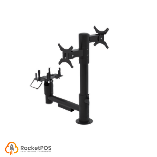 Adjustable Pole Mount Stand with 360-Degree Rotating Holders and Cable Management by RocketPOS